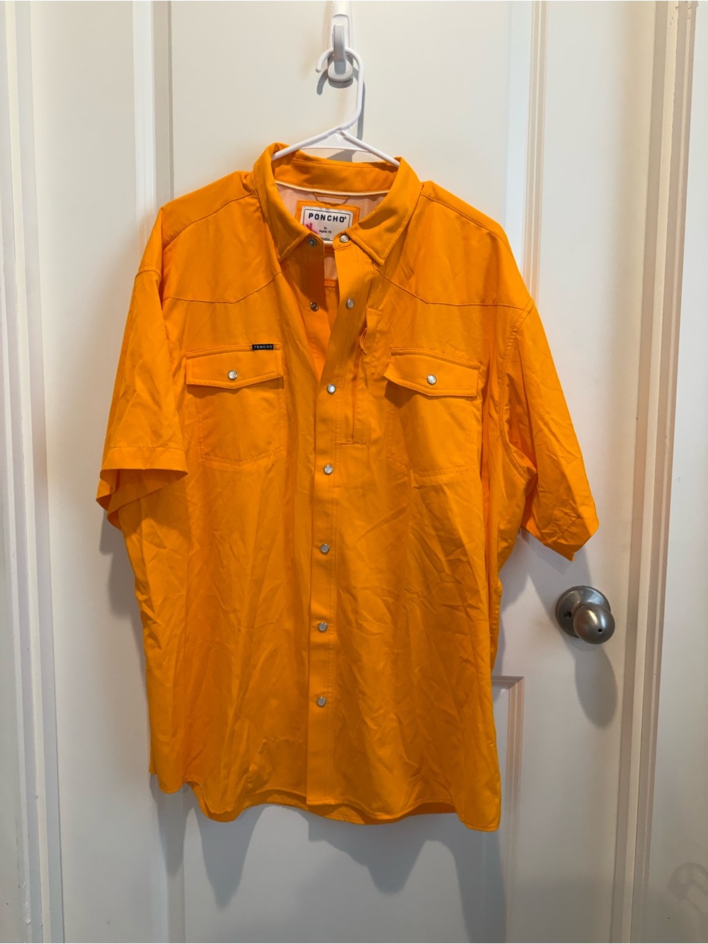 Poncho Men’s Short-Sleeve Button Shirt  Size XL — Orange